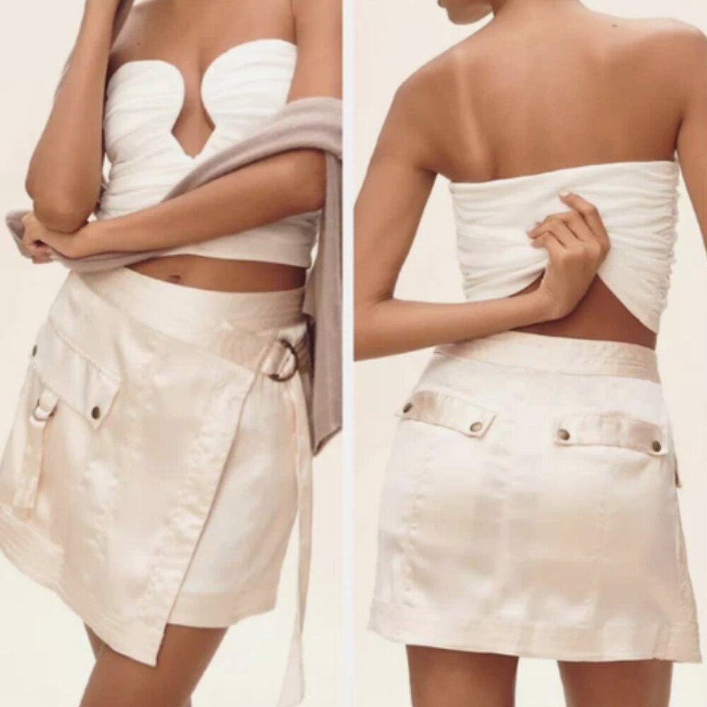 Brand New By Anthropologie Silky Utility Mini Skirt